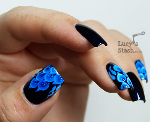 modele unghii cu gel albastre