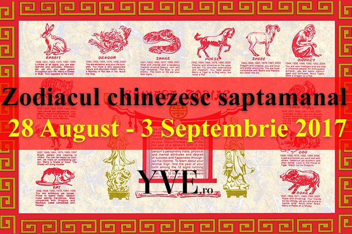 Zodiacul chinezesc saptamanal 28 August - 3 Septembrie 2017