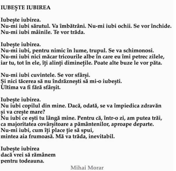 Mihai Morar a postat, de ziua lui, poezia ce îl reprezintă cel mai mult