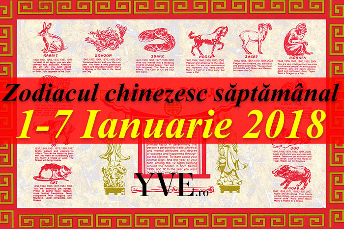 Zodiacul chinezesc săptămânal 1-7 Ianuarie 2018